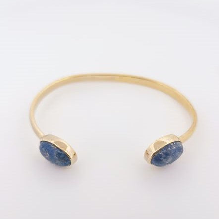 Bracelet Demi jonc plaqué or 3 microns et lapiz lazuli