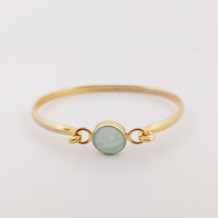 Bracelet plaqué or 3 microns pierre calcédoine bleu