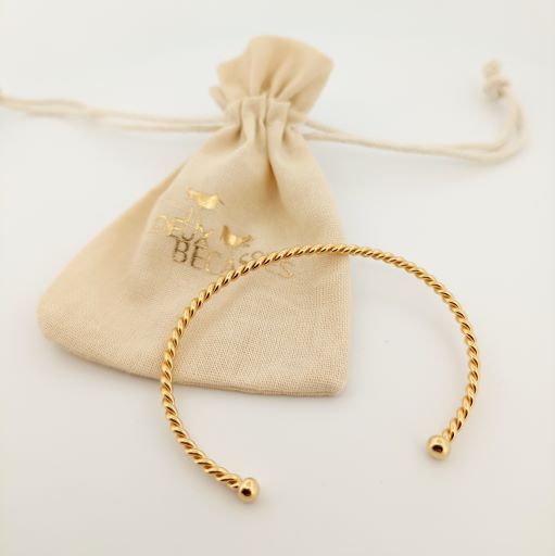 Bracelet demi jonc plaqué or 3 microns tressé