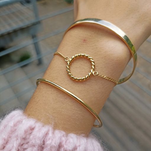 Bracelet plaqué or 3 microns tressé
