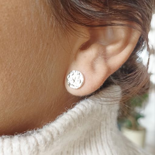 Boucles d'oreilles argent 925 puces martelées