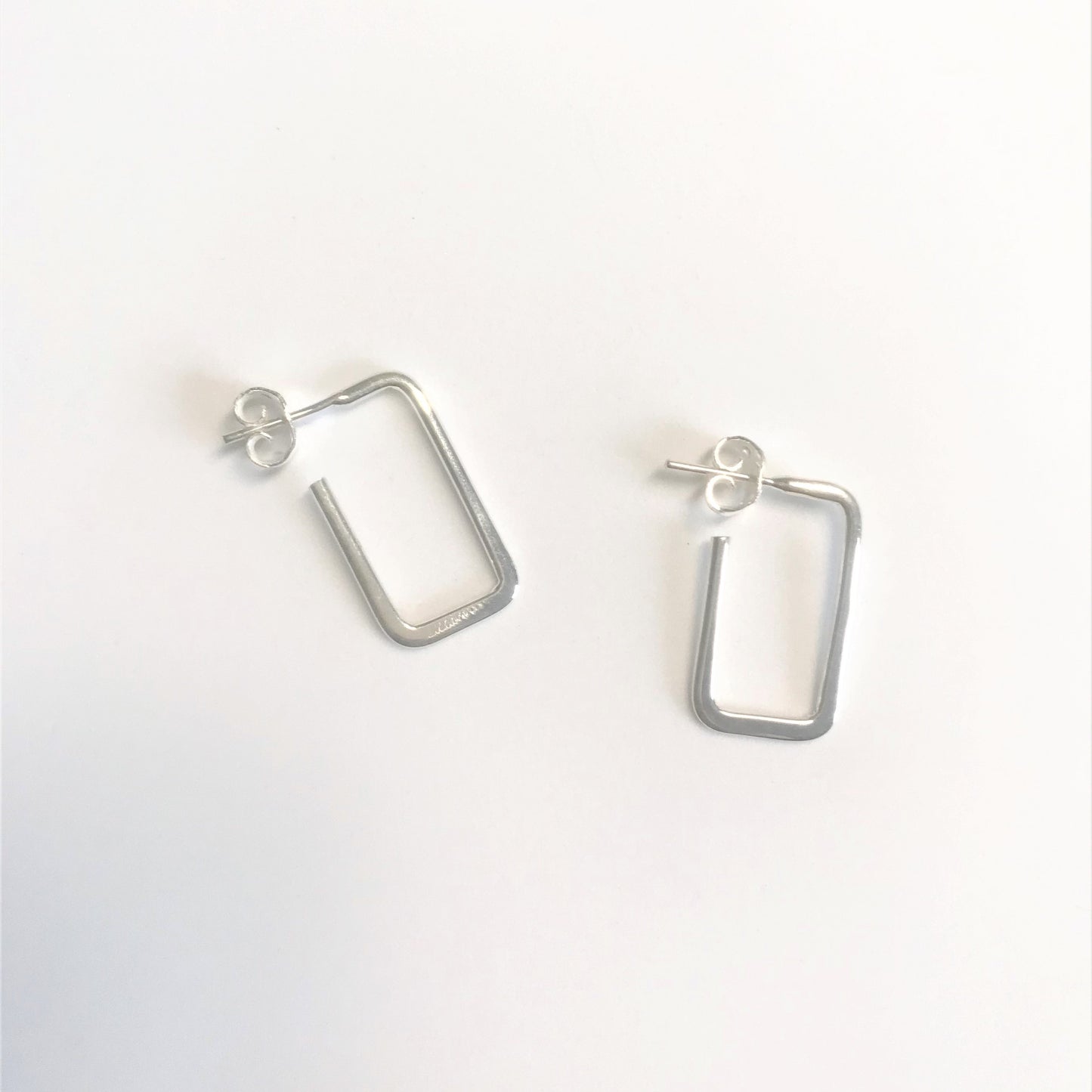 Boucles d'oreilles argent 925 créoles rectangles