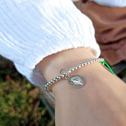Bracelet argent 925 perle et médaille miraculeuse