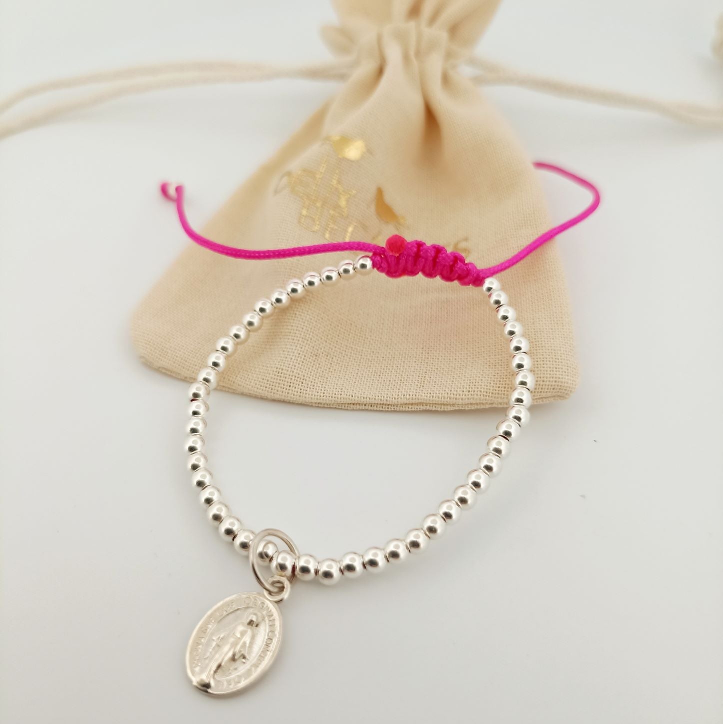 Bracelet argent 925 perle et médaille miraculeuse