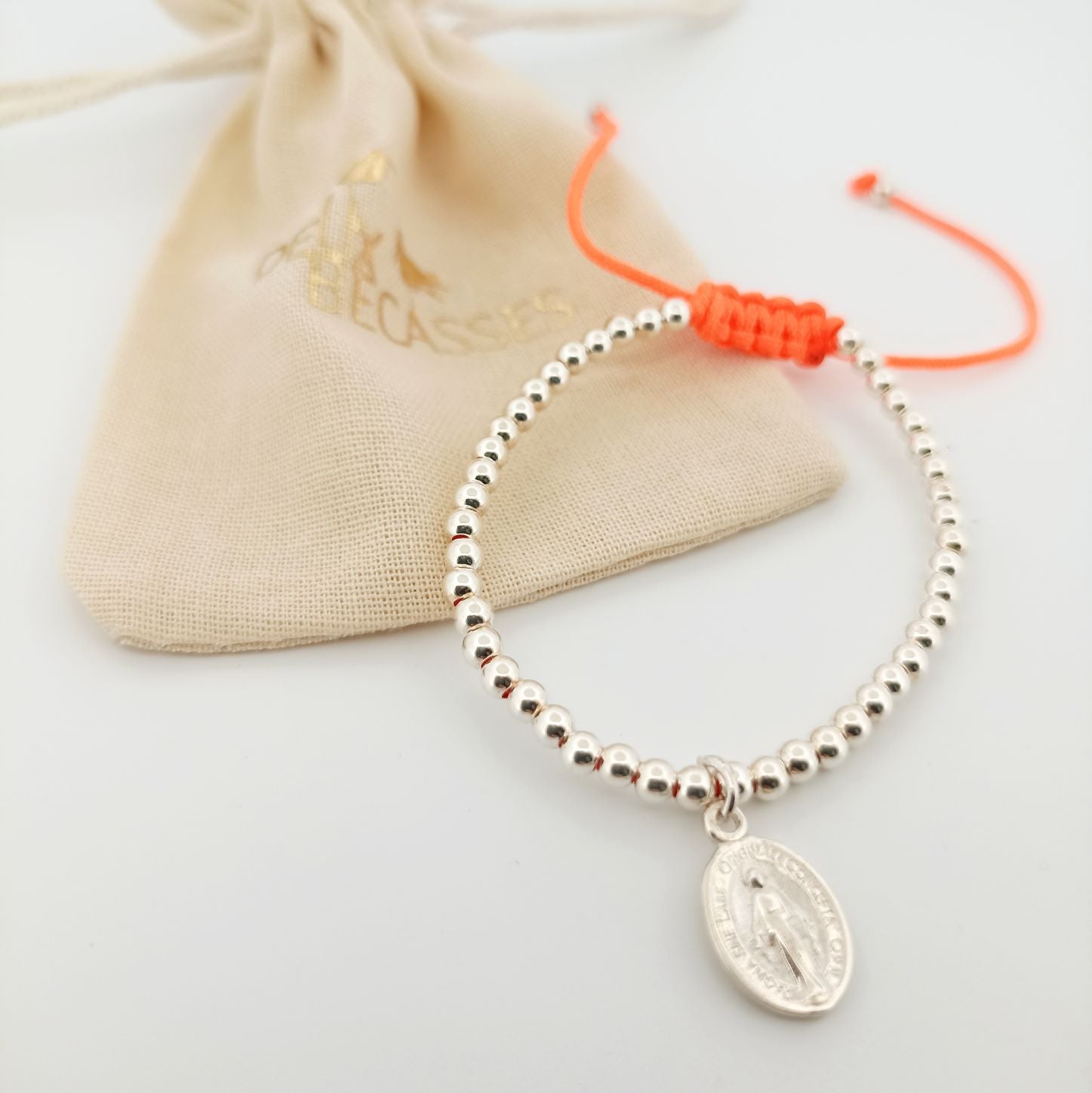 Bracelet argent 925 perle et médaille miraculeuse