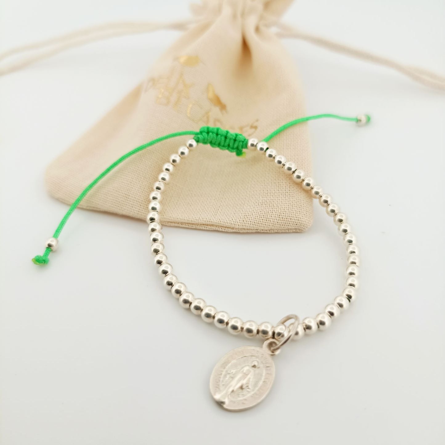 Bracelet argent 925 perle et médaille miraculeuse