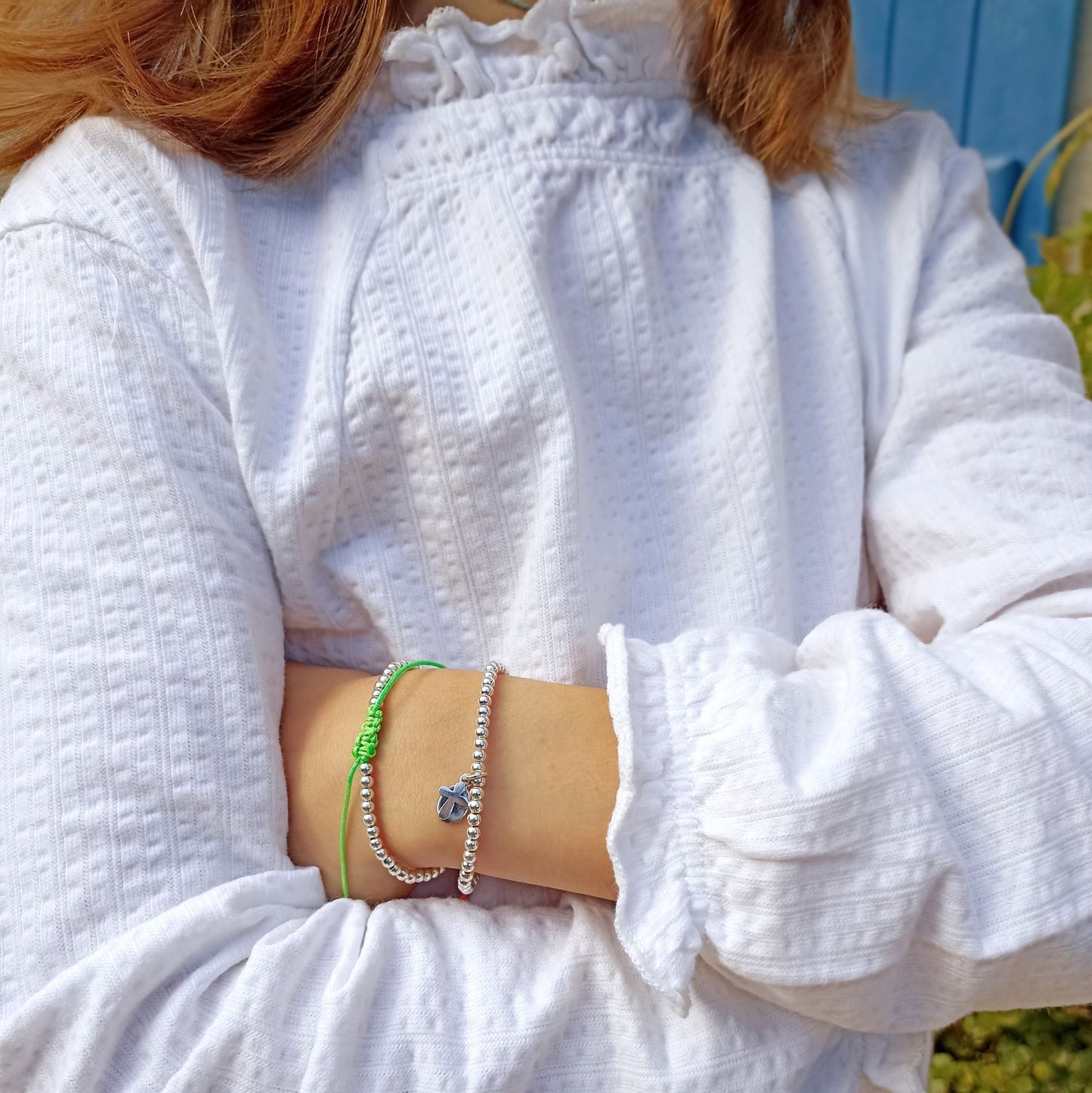 Bracelet argent 925 perle et croix