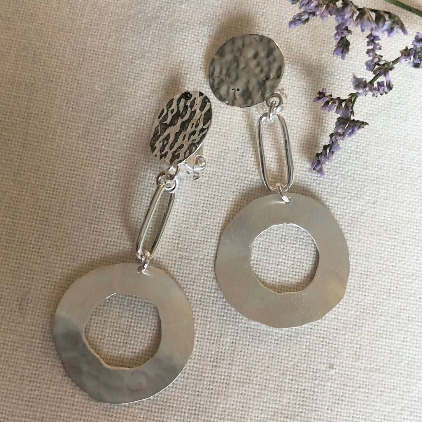 Boucles d'oreilles argent 925 martelées