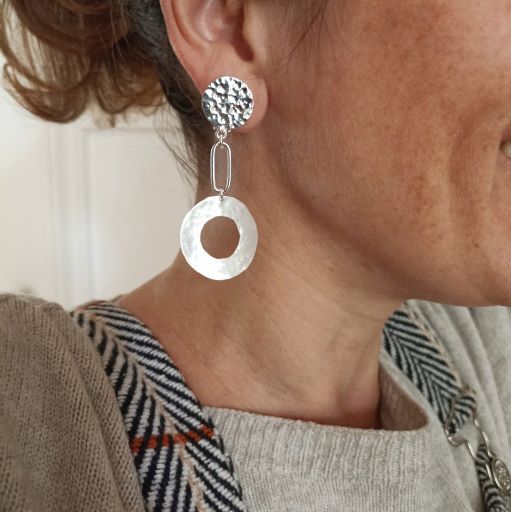 Boucles d'oreilles argent 925 martelées