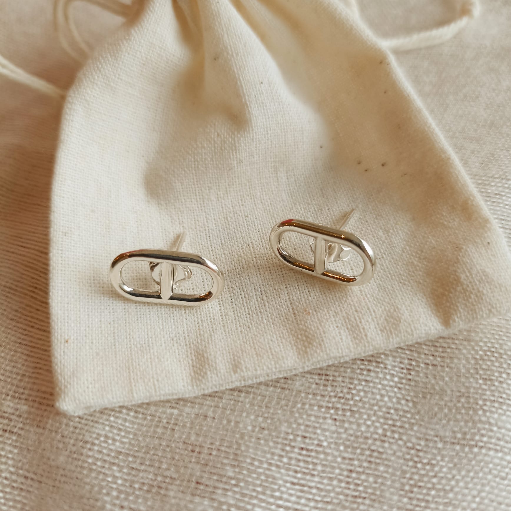 Boucles d'oreilles argent 925 maille marine