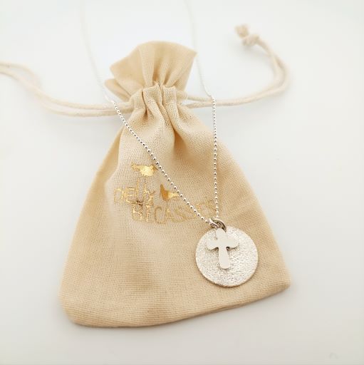 Collier argent 925 croix et médaille