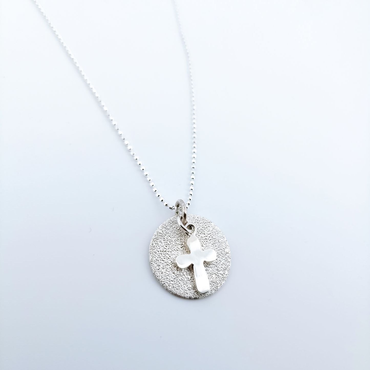 Collier argent 925 croix et médaille