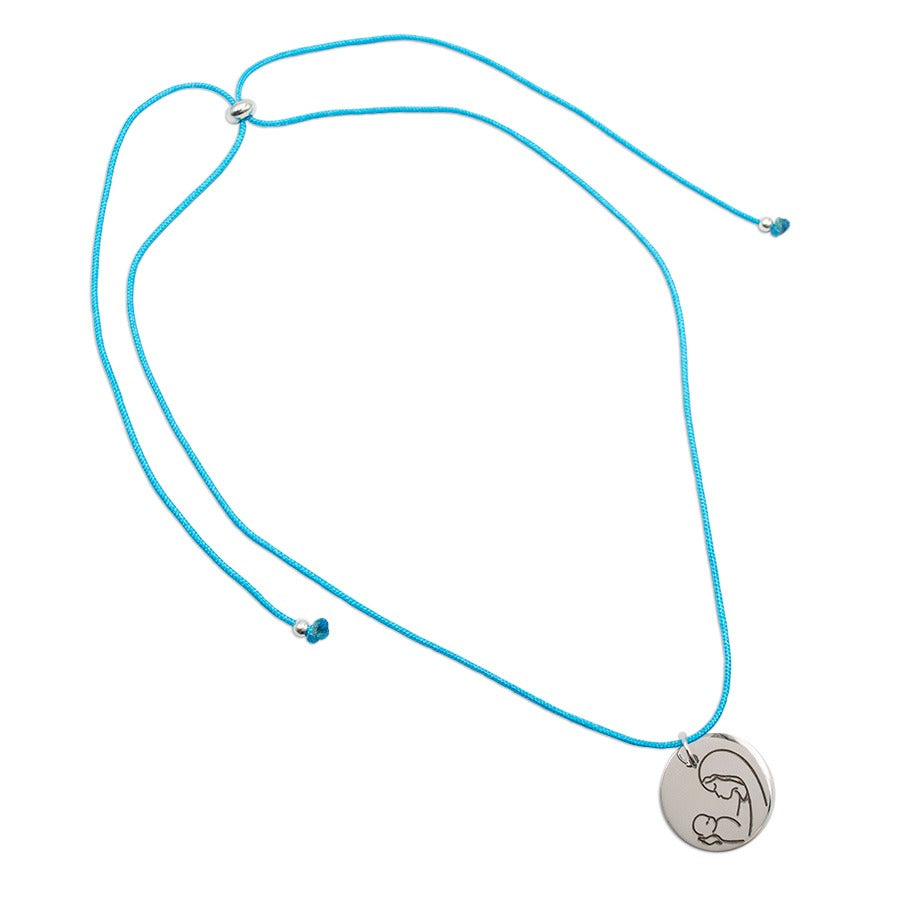 Collier argent 925 médaille Marie avec lien réglable