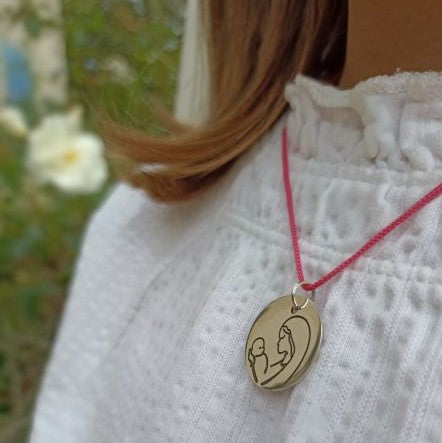 Collier argent 925 médaille Marie avec lien réglable