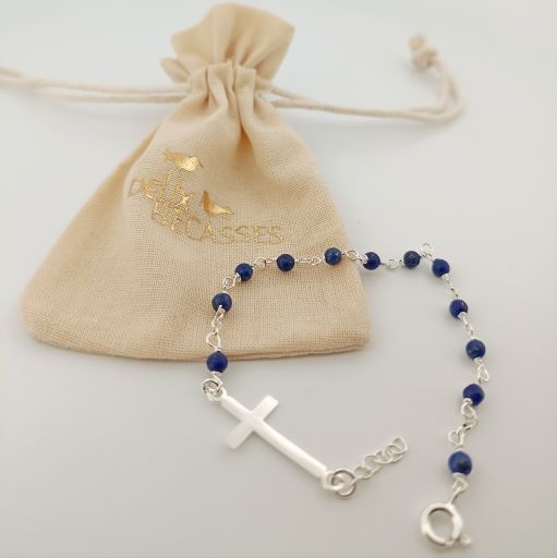 Bracelet argent 925 dizainier et lapiz lazuli