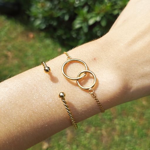 Bracelet demi jonc plaqué or 3 microns tressé 