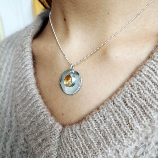 Collier en argent 925 et pierre naturelle citrine