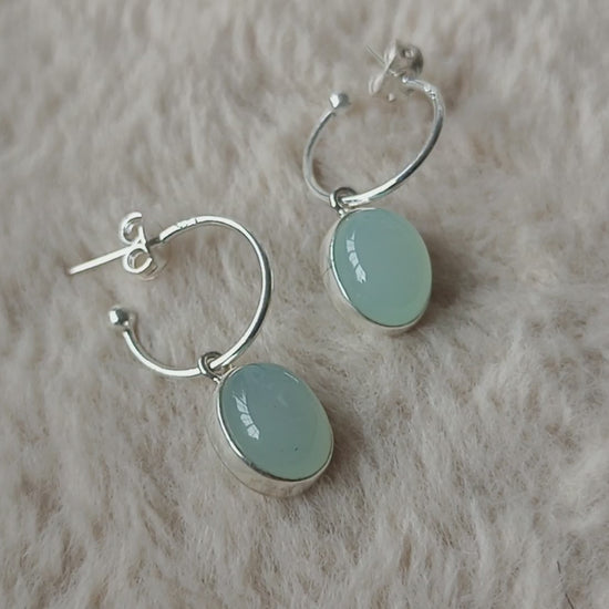 Boucles d'oreilles argent 925 et calcédoine bleue