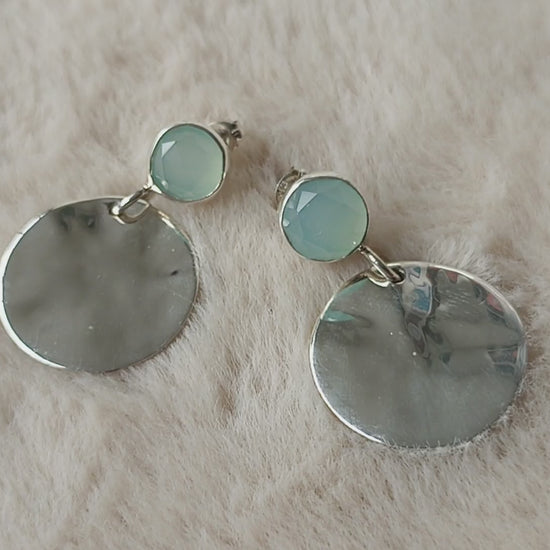 Boucles d'oreilles argent 925 et calcédoine bleue